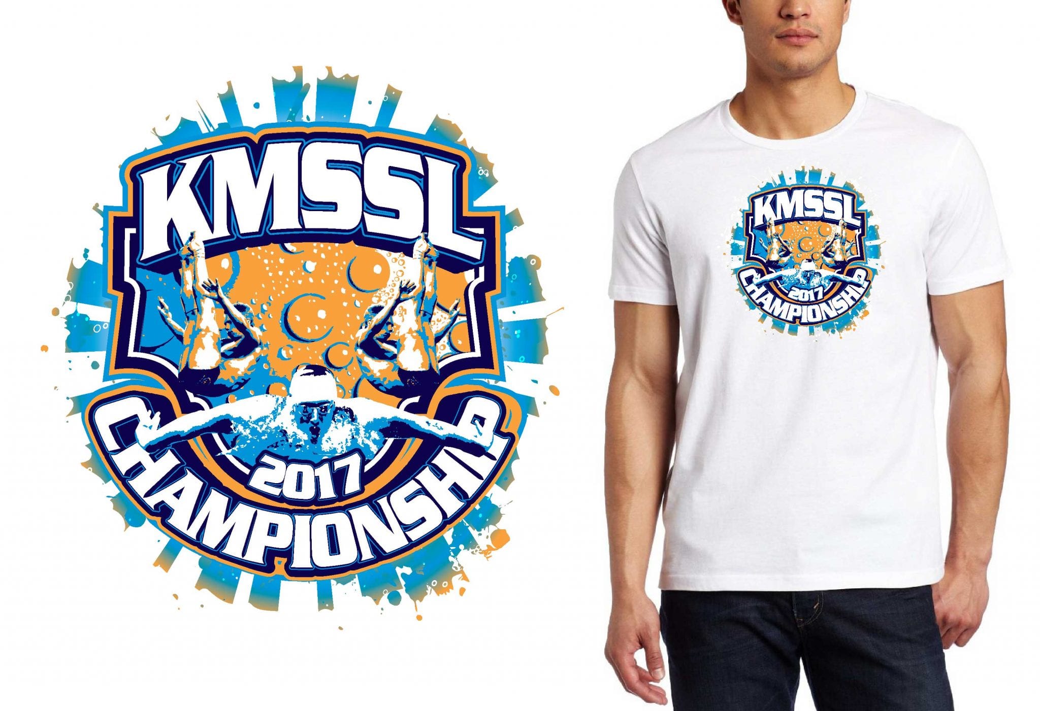 PRINT 1 29 2017 KMSSL Championships tshirt vector logo design for swimming