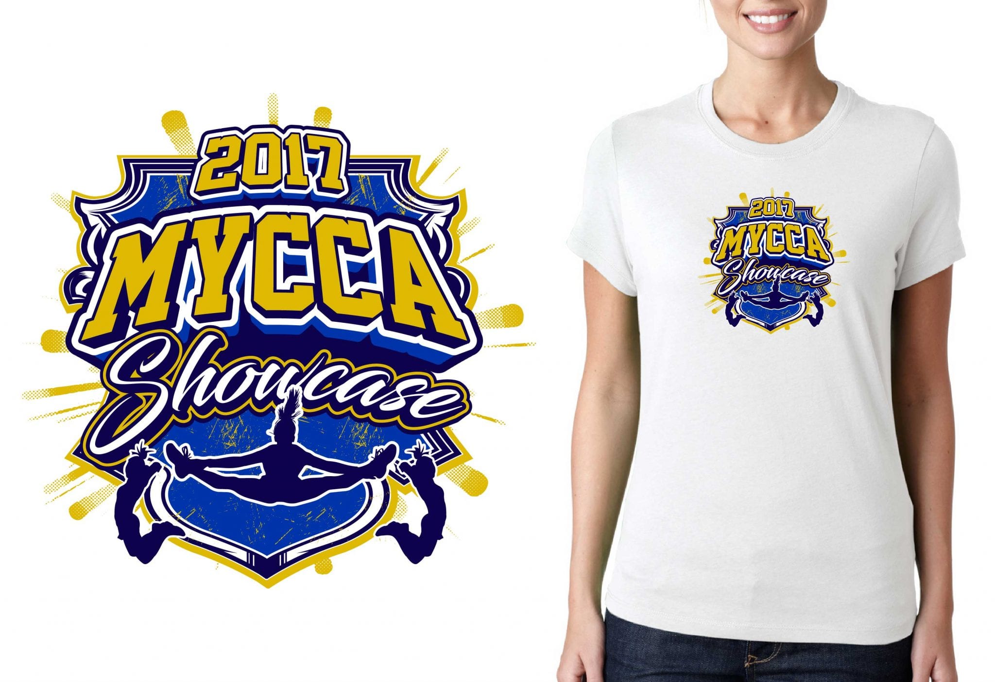 2017 MYCCA Showcase vector logo design for cheer t-shirt UrArtStudio