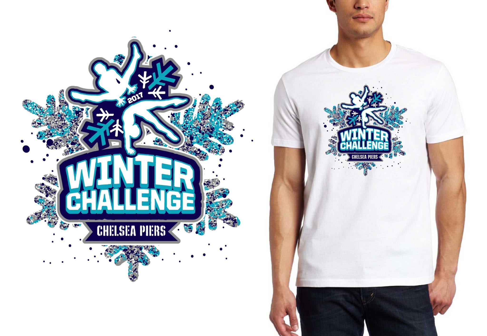 FRONT 2017 Winter Challenge vector logo design for gymnastics t-shirt UrArtStudio