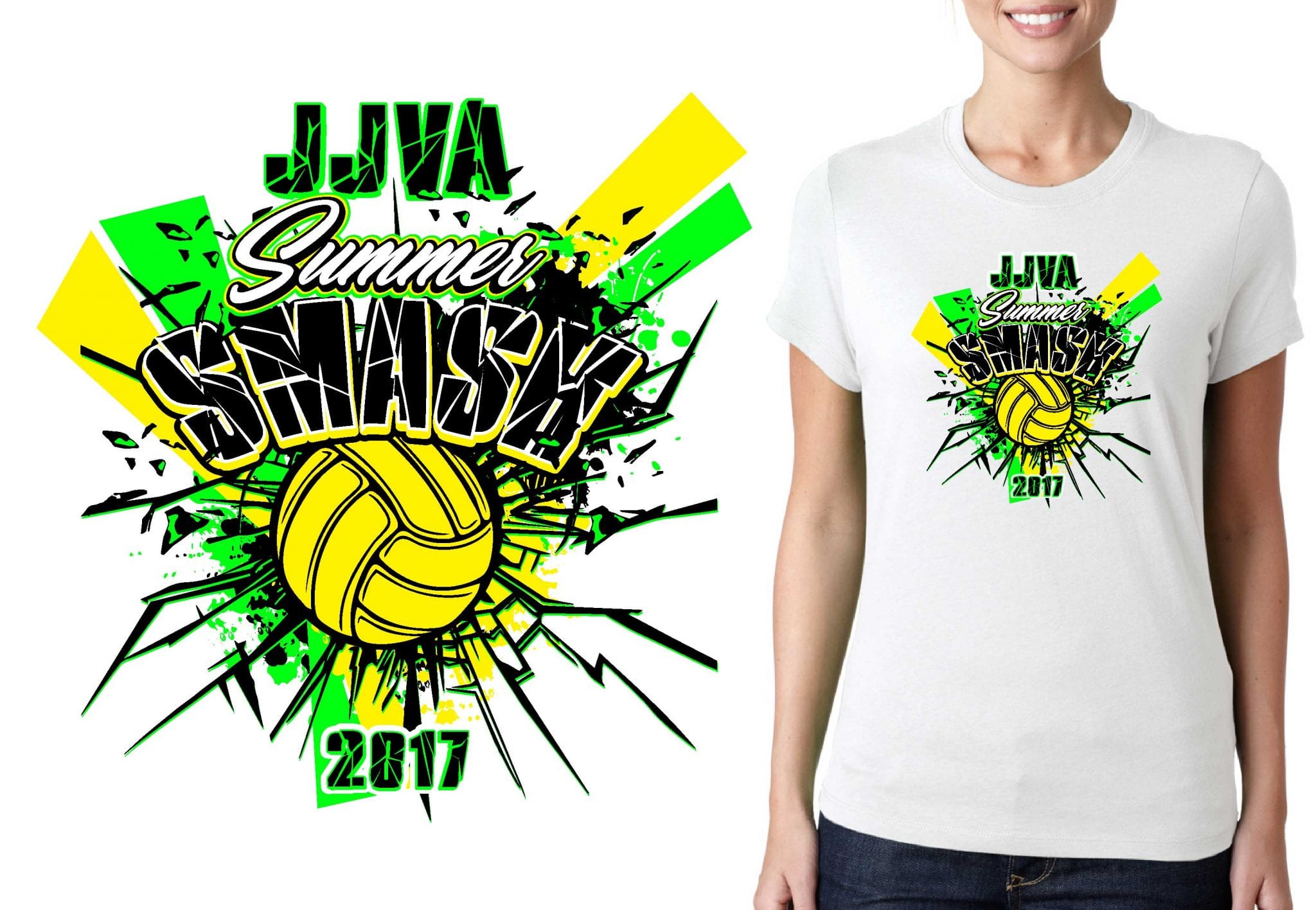 PRINT 2017 Summer Smash vector logo design for t-shirt volleyball urartstudio.com