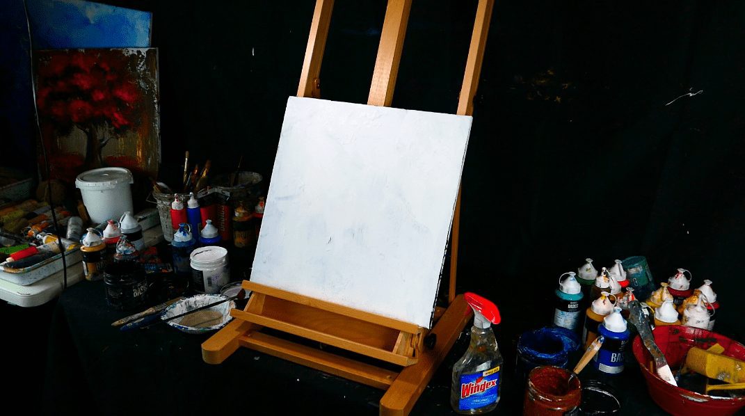 3 blue trees on ice - painting video step by step demonstration