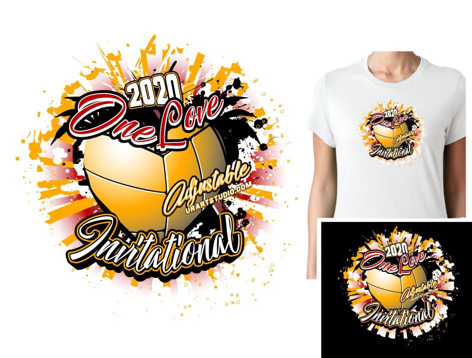 VOLLEYBALL ONE LOVE ADJUSTABLE VECTOR LOGO DESIGN FOR PRINT 0022