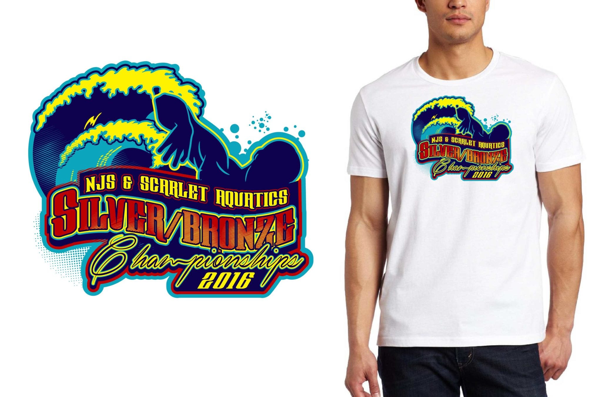 2016 NJS SCARLET AQUATICS 12 UNDER SILVER BRONZE CHAMPIONSHIPS logo design