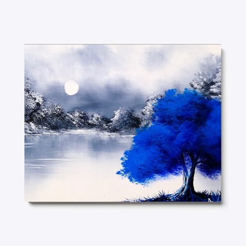 The Philosophy Behind the Stunning Abstract Landscape Painting of a Blue Tree Amid a Black and White World