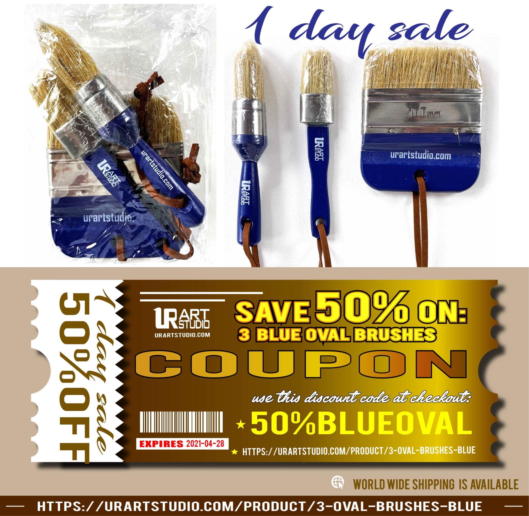 🔥 Save 50% on Our Exclusive 3-Piece Blue Oval Paint Brush Set – Perfect for Every Painting Adventure! 🔥