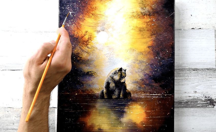 How to Paint a Bear in a Magical Landscape: A Step-by-Step Guide to Creating Enchantment on Canvas!