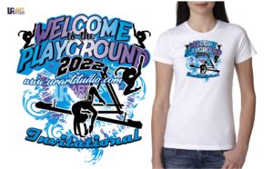 GYMNASTICS WELCOME TO THE PLAYGROUND 2022 INVITATIONAL LOGO DESIGN FOR PRINT