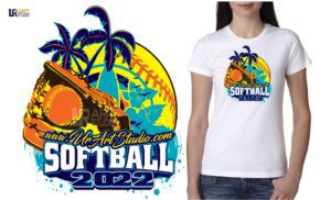 SOFTBALL PALM TREES VECTOR LOGO DESIGN FOR PRINT