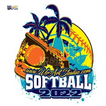 SOFTBALL PALM TREES VECTOR LOGO DESIGN FOR PRINT