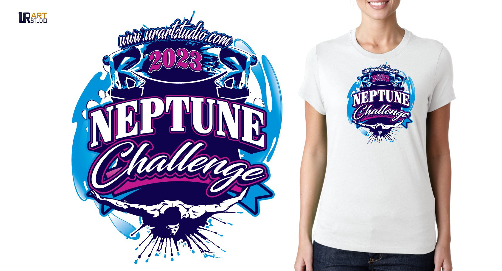 NEPTUNE CHALLENGE 2023 SWIMMING VECTOR LOGO DESIGN FOR PRINT