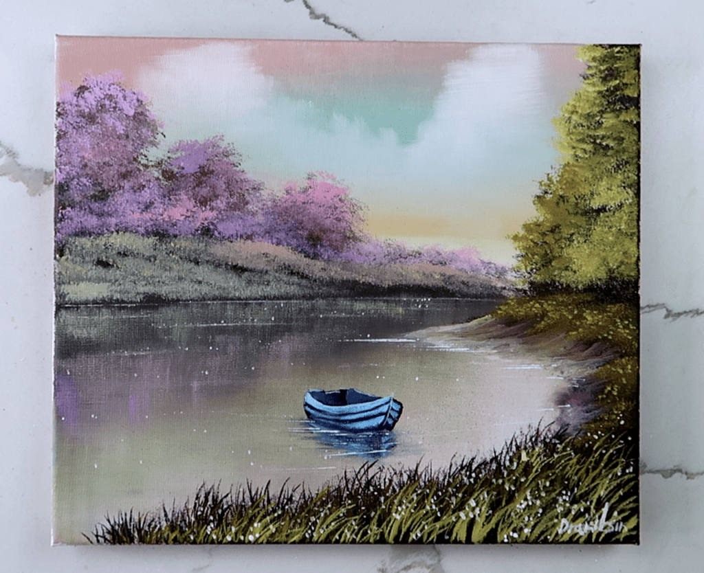 solitude acrylic landscape painting original art signed by Dranitsin