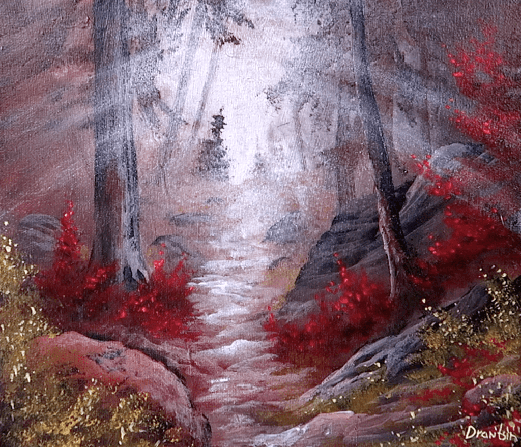 Bright Glow Forest Path Quick Oval Brush Acrylic Landscape Painting #acrylicart