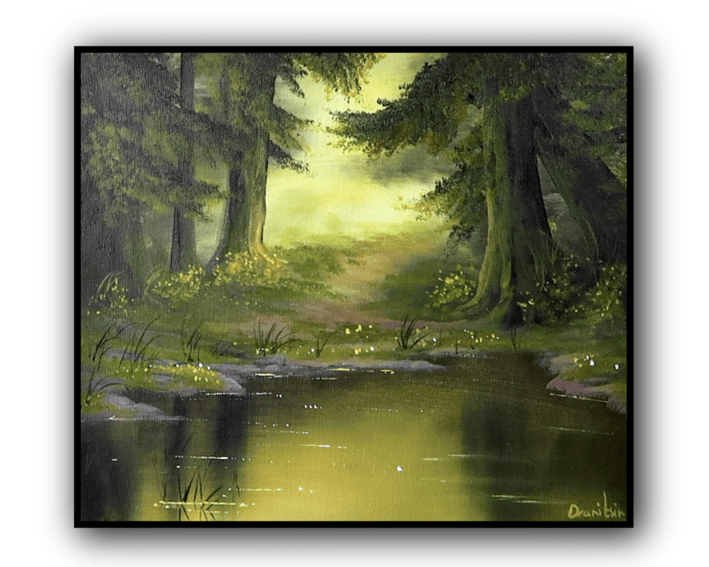 Deep Forest Reflections | Acrylic Landscape Art | Step-by-Step for Beginners