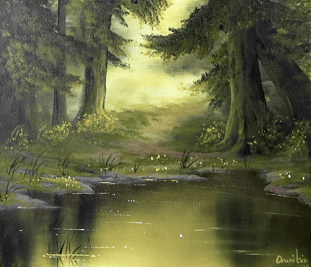 Deep Forest Reflections | Acrylic Landscape Art | Step-by-Step for Beginners