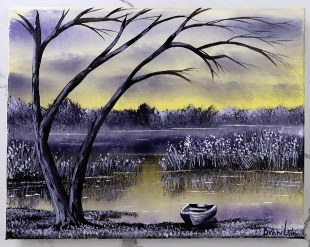 BOAT BY THE MISTY LAKE | STEP-BY-STEP PAINTING GUIDE
