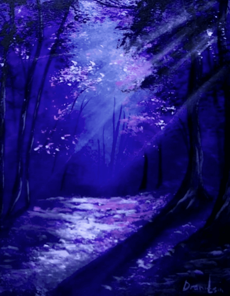 Quick Acrylic Painting | Enchanted Purple Forest #acrylicpainting #paintingtechniques #art